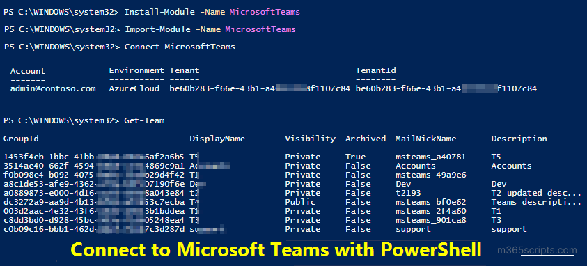 Connect to Microsoft Teams PowerShell
