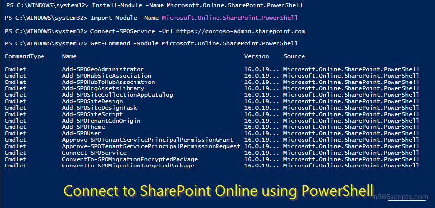 Connect to SharePoint Online PowerShell