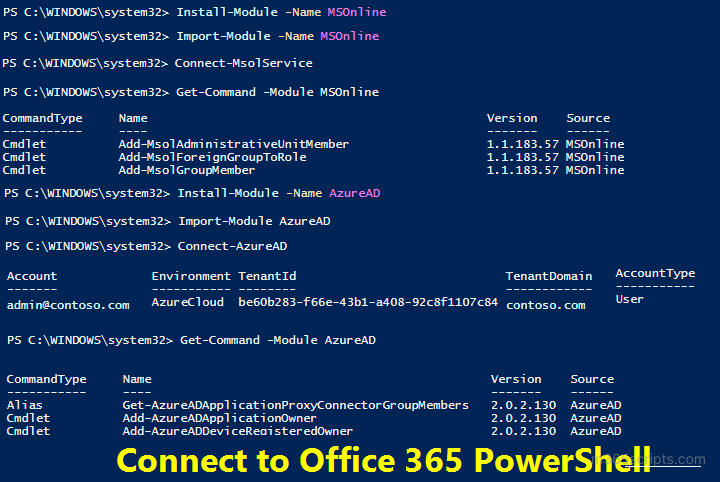 Connect to Office 365 PowerShell  