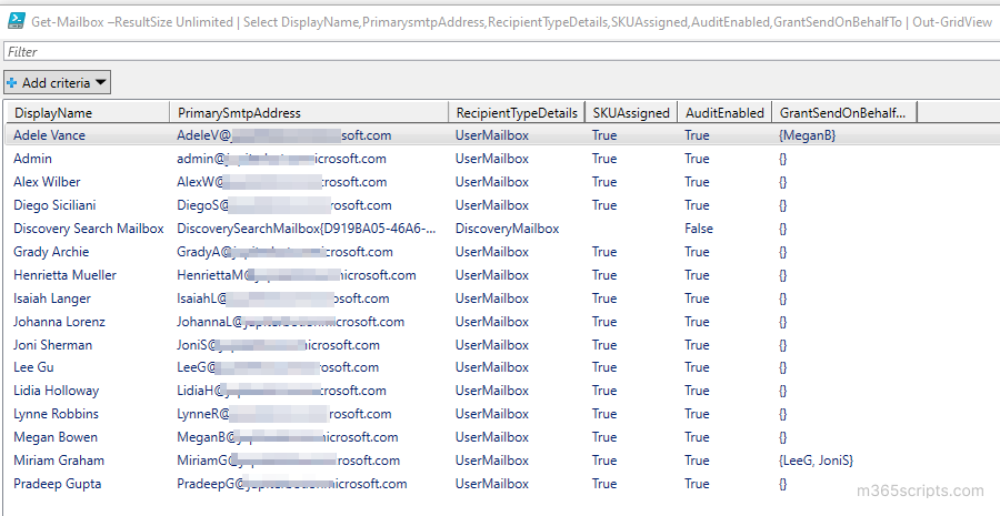 Get Mailbox Details in Microsoft 365 using PowerShell 