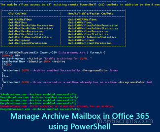 How To Enable Or Disable Archive Mailbox In Office 365 Using PowerShell