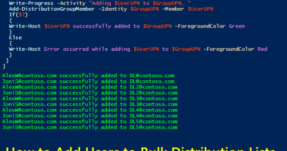 Add a User to Multiple Distribution Lists in Office 365 using PowerShell