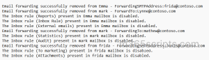 Stop email forwarding log file report