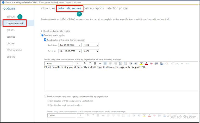 How to Set Automatic Out of Office Reply Using PowerShell