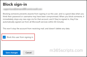 Block sign in shared mailbox