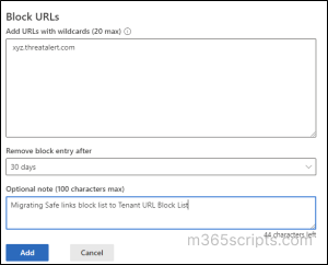 Tenant Allow/Block URL