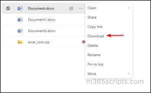 before applying the block download policy for SharePoint