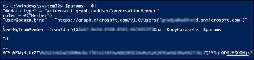 Add Member to Team Using Graph PowerShell