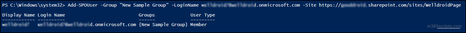 Add a User to SharePoint Group Uing PowerShell