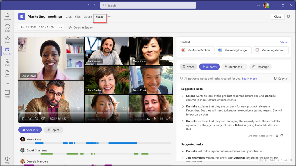 Prompt Rwcap Teams Intelligent Meeting Recap in Microsoft Teams