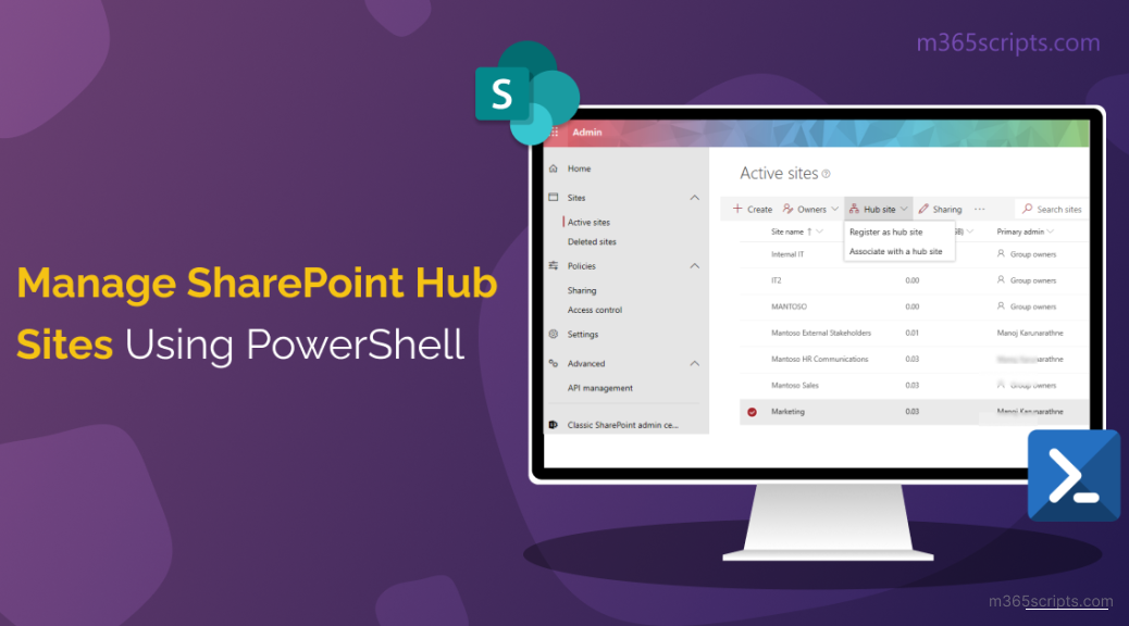 Manage SharePoint Hub sites using PowerShell