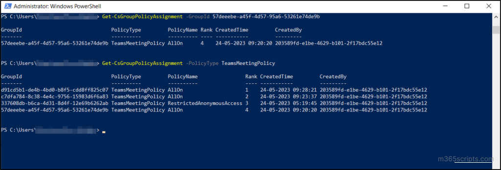 group policy assignment teams powershell