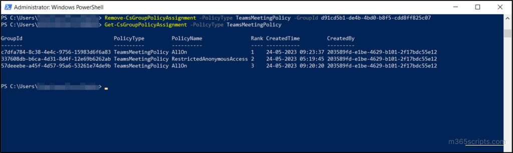 group policy assignment teams powershell