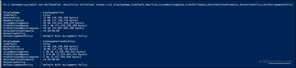 PowerShell Cmdlets to Manage Exchange Online Mailboxes