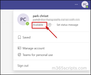 available presence status in Microsoft Teams