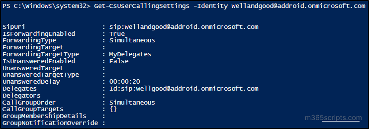 Get Teams user calling settings with PowerShell