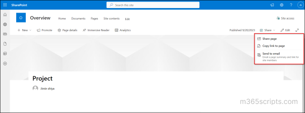 SharePoint Page Sharing Feature – A Quick Guide