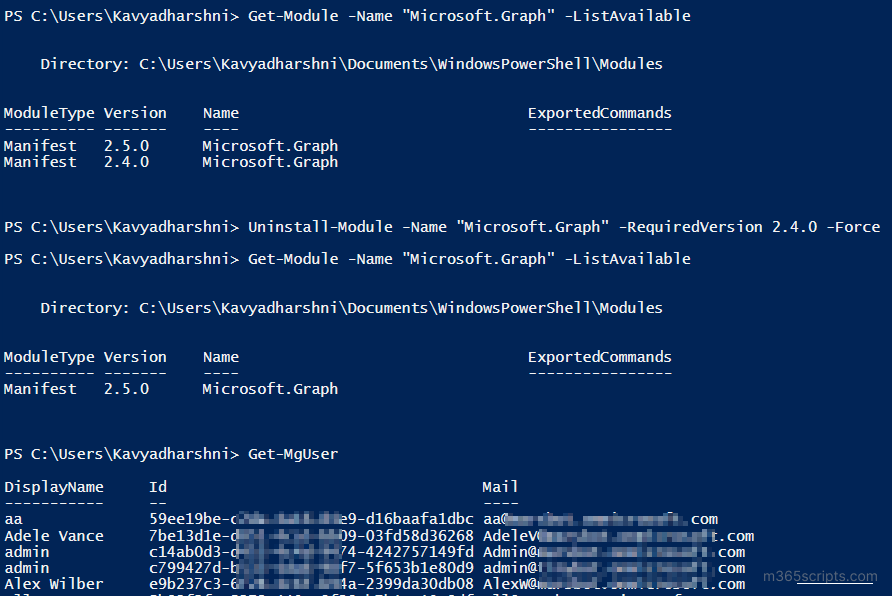 Uninstall MS Graph PowerShell