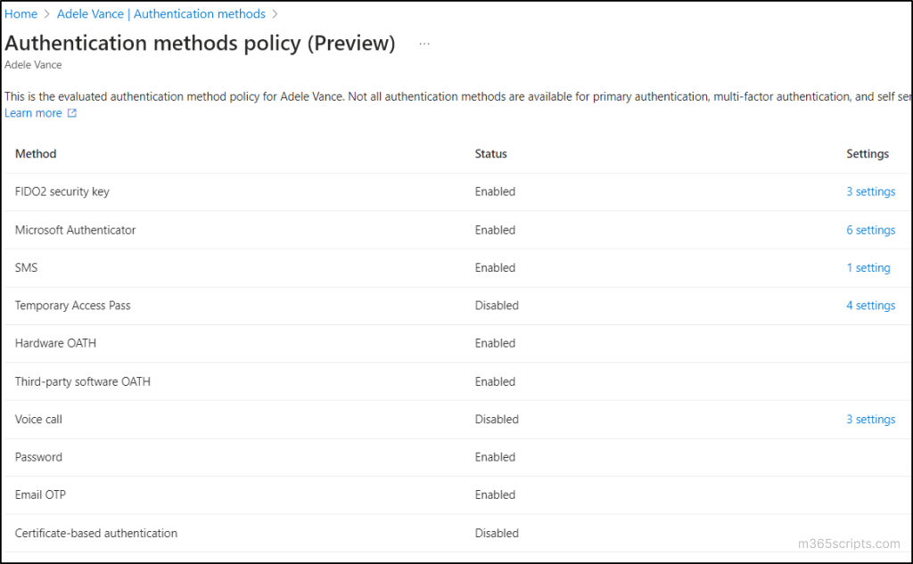 Find MFA Setting Status With Authentication Methods Policy Report