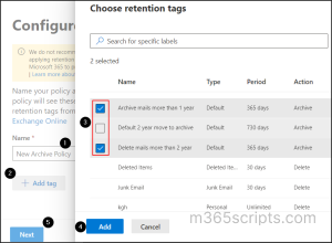 Archive and Deletion Policy for Exchange Online Mailboxes
