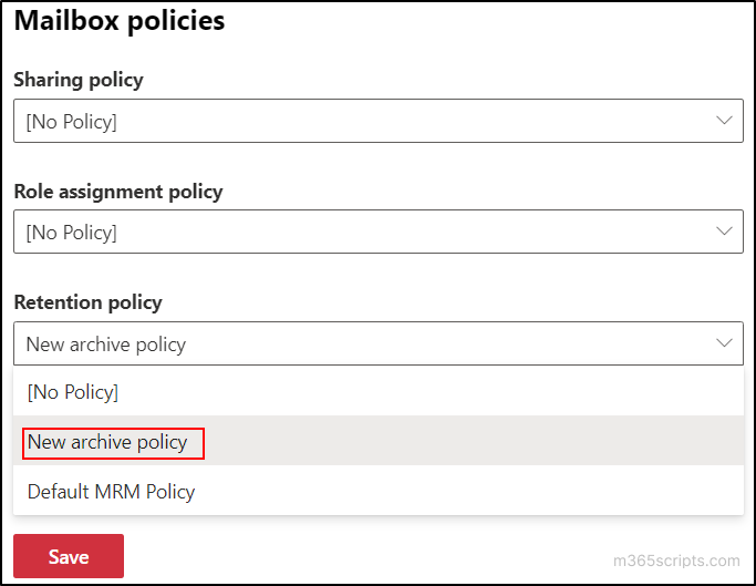 Configure archive and deletion policy for users