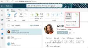 Export Contacts from Outlook on the web
