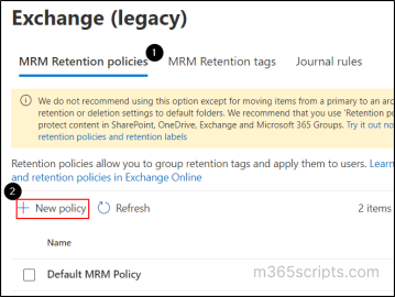 Archive And Deletion Policy For Exchange Online Mailboxes