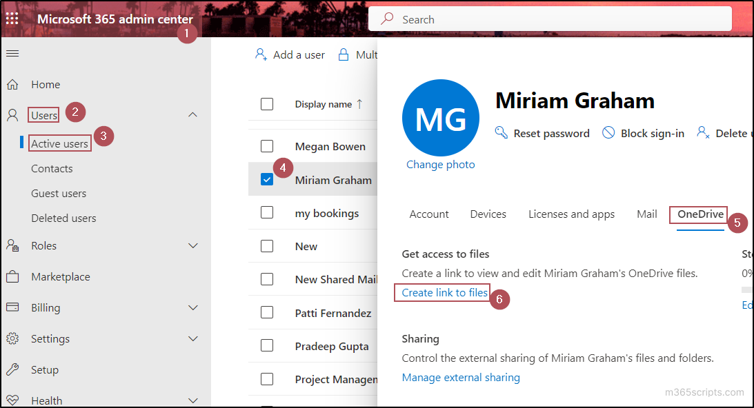 Access someone's OneDrive using M365 admin center