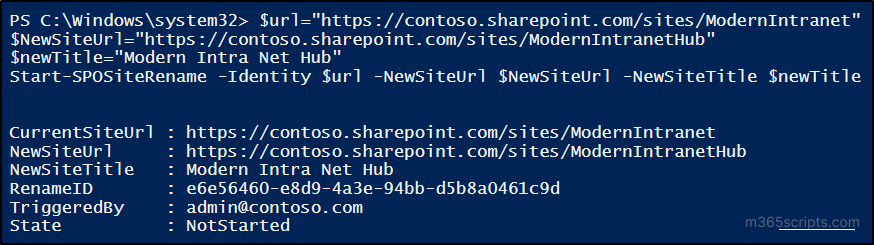Change SharePoint site URL using PowerShell