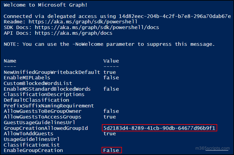 Disable team creations using PowerShell script