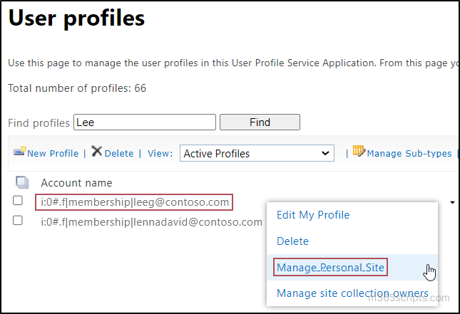 Manage personal OneDrive Site from SharePoint admin center