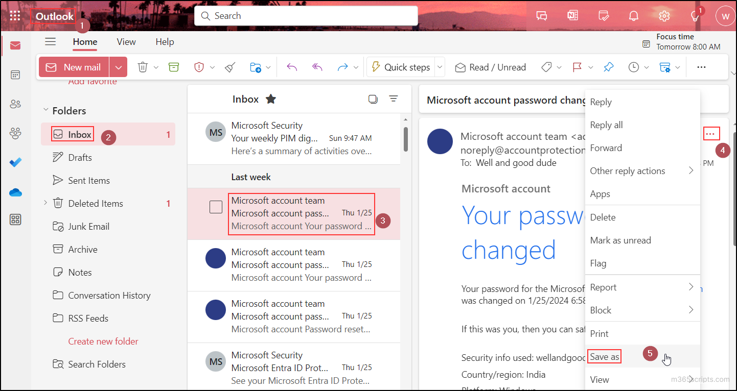 How to Export Emails from Microsoft 365 Outlook as EML Files