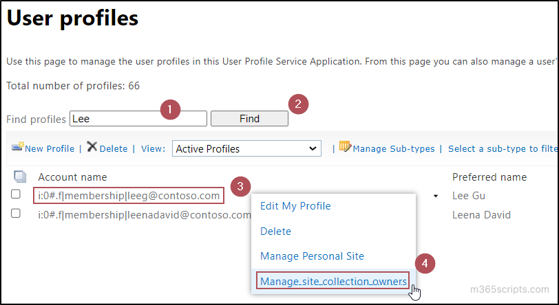 User profiles page - Grant OneDrive access to another user