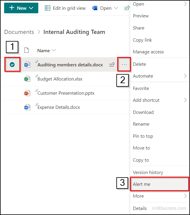 Incoming File Notification How to Create SPO Alerts on Files, Folders, Lists, & Documents