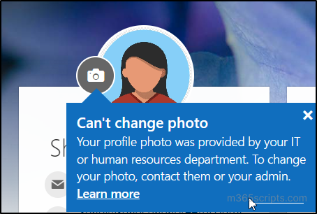User can't change the profile photo in Microsoft 365
