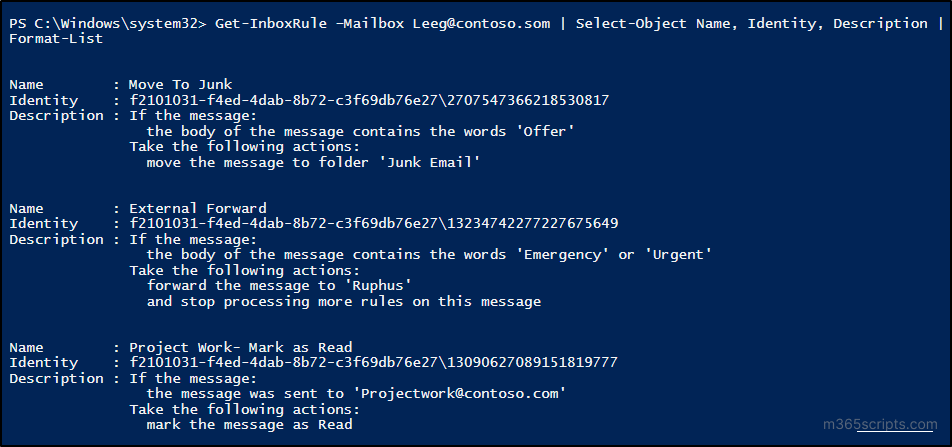 Manage Inbox Rules in Outlook Using PowerShell