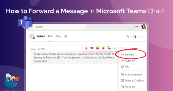 Forward Chat Messages in Microsoft Teams