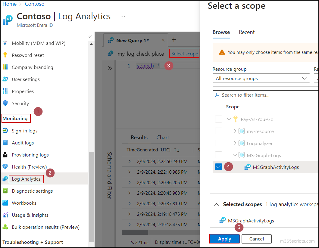Microsoft Scope Script Get Microsoft Graph Activity Logs Using Azure Portal