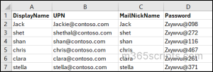 Excel for creating bulk users using PowerShell