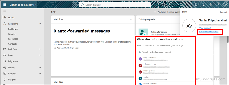 how-to-view-another-user-mailbox-in-the-new-exchange-admin-center