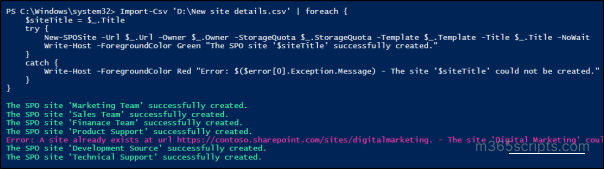 Create Sites in SharePoint Online Using PowerShell
