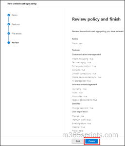 Manage Outlook Web App policies - Policy Creation