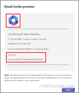 Email invite preview - Customize meeting invitations