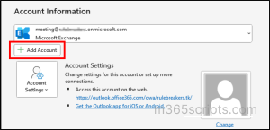 Adding additional account in Outlook