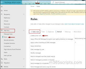 Exchange admin center mail flow rules