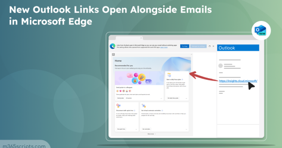 New Outlook Links Open Alongside Emails in Microsoft Edge