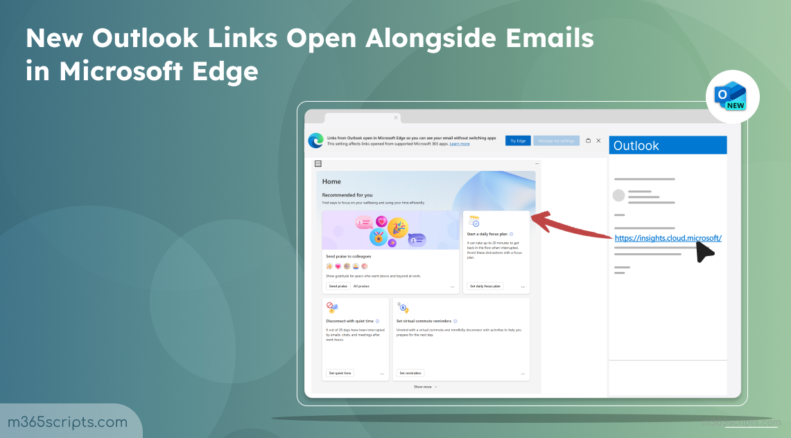 New Outlook Links Open Alongside Emails in Microsoft Edge