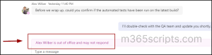 out of office message result