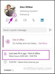 out of office user experience in Teams