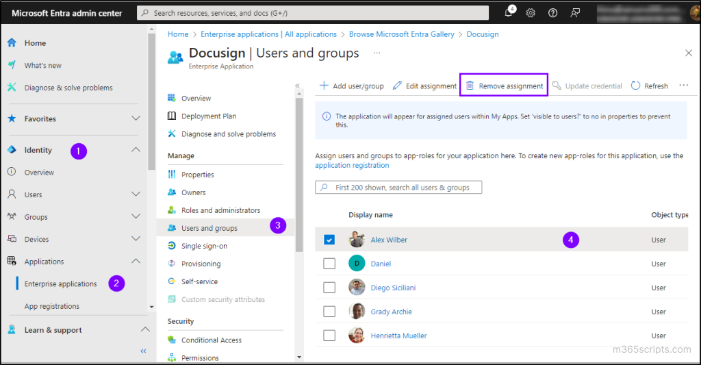 Remove User Access to Applications in Microsoft 365